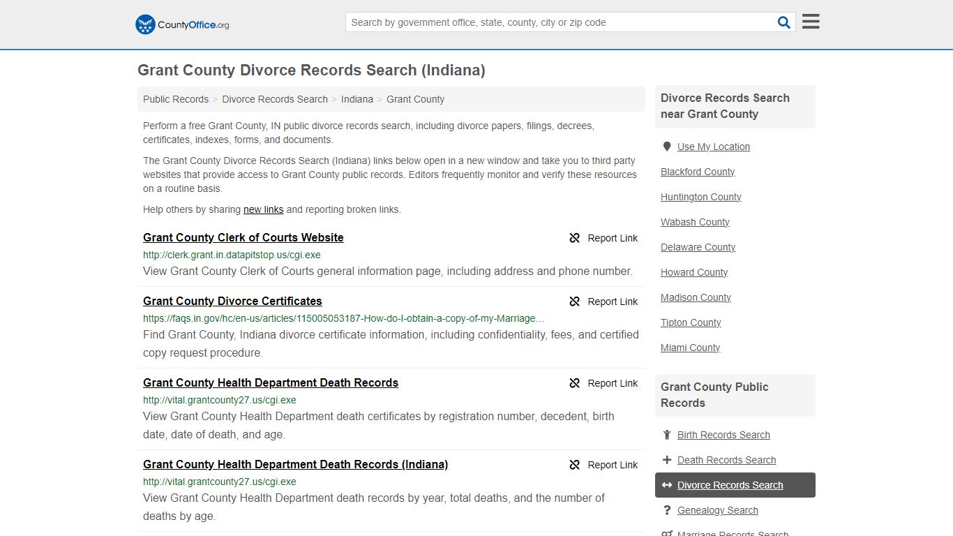 Grant County Divorce Records Search (Indiana) - countyoffice.org